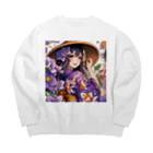 かるるんショップの夏と浴衣と麦わらと Big Crew Neck Sweatshirt