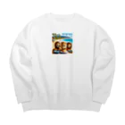 YFCのハワイのリゾートビーチでサーフィンを楽しむ陽気なライオン達④ Big Crew Neck Sweatshirt