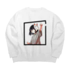 キツネビの狐面少女の枠なぐり👊 Big Crew Neck Sweatshirt