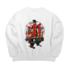 シロクマペンギンの【俳句シリーズ】ガチムチ背中の漢道 Big Crew Neck Sweatshirt