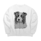 greetenのボーダーコリー　アート犬モノクロ Big Crew Neck Sweatshirt