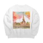 tyu-ripuのparis spring Big Crew Neck Sweatshirt