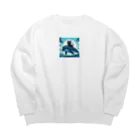 ai-AIのイルカにのる猫 Big Crew Neck Sweatshirt