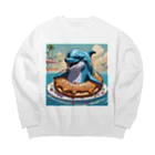 HIROYAN5935のドーナッツ好きのイルカのクーちゃん Big Crew Neck Sweatshirt