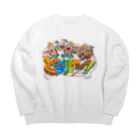 freehandの爆走する暴徒のモヒカン達 Big Crew Neck Sweatshirt