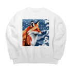 tamakakaの浮世絵風キツネ Big Crew Neck Sweatshirt