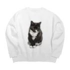 kinako-japanのくつした猫のくろみつ Big Crew Neck Sweatshirt