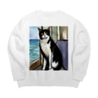 Ppit8の旅する猫 Big Crew Neck Sweatshirt