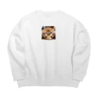 癒しのショップの愛あるニャンコ Big Crew Neck Sweatshirt