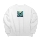 海の幸のウミガメと水流 Big Crew Neck Sweatshirt