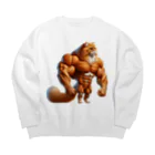 マッスルアニマルのねこマッチョ Big Crew Neck Sweatshirt