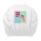 ドーナツ大好きにゃんこのHAPPY DONUT DAY Big Crew Neck Sweatshirt