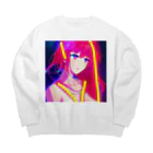 きゅぴきゅぴガールのきゅぴきゅぴ★高貴な宇宙系美女ガール Big Crew Neck Sweatshirt