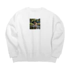 kokin0の水辺を走る犬 dog runnning on the water Big Crew Neck Sweatshirt