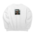 kokin0のバスの中で座る犬 dog sitting on the bus Big Crew Neck Sweatshirt