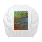 ﾖﾜｼのorange turquoise green MIX Big Crew Neck Sweatshirt