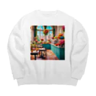 HOSHI-TANEKO🌠の🌺華やかな・カフェ☕✨ Big Crew Neck Sweatshirt