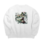 ryo-ishの碧の髪の少女 Big Crew Neck Sweatshirt