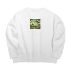 noiSutoaのかわいいにじ色の恐竜 Big Crew Neck Sweatshirt