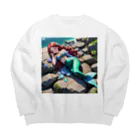 ぴよぴよショップの人魚姫のお昼寝 Big Crew Neck Sweatshirt