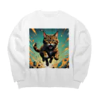 Taka Maker's の走るにゃんこ Big Crew Neck Sweatshirt