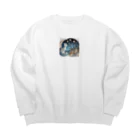 nico251の夜の街を照らす明かりと猫 Big Crew Neck Sweatshirt