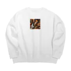 hachitaroのパンダうさぎとノーリッチテリア Big Crew Neck Sweatshirt