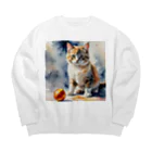 itikiのかわいいネコちゃん　 Big Crew Neck Sweatshirt