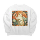 ゆまちゃんの開運雑貨屋さんの幸運を招いてない猫。花を持ってるだけよね Big Crew Neck Sweatshirt