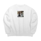 森の雑貨屋の洗面器で遊んでいる子猫 Big Crew Neck Sweatshirt