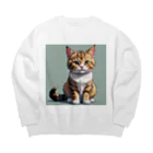 Taka Maker's のお座り子猫 Big Crew Neck Sweatshirt