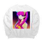 きゅぴきゅぴガールのきゅぴきゅぴ★ピンク髪美人お姉さん Big Crew Neck Sweatshirt