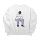 納豆ごはんのイケメンとお話し中 Big Crew Neck Sweatshirt