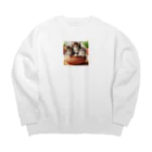 YFCの土鍋に可愛い親子猫が3匹④ Big Crew Neck Sweatshirt