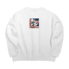 rinngの目が可愛い猫グッズ Big Crew Neck Sweatshirt