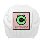 雑貨屋kerori(ザッカヤケロリ）のCute Frog Donut（キュートフロッグドーナツ） Big Crew Neck Sweatshirt