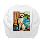 Ppit8のchaton blanc Big Crew Neck Sweatshirt