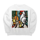 Ppit8のにわとりさん朝ごはんを食べる！ Big Crew Neck Sweatshirt