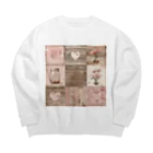 オンラインショップイエローリーフのハート　ピンク　赤　黒　木　花　花瓶　綺麗 Big Crew Neck Sweatshirt