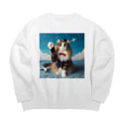 sophie138の猫の客室乗務員 Big Crew Neck Sweatshirt