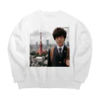 可愛い男の子イラスト販売所　By,keicyanの男の子　中学1年生　タワーバッグに Big Crew Neck Sweatshirt