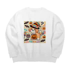 あとりえmignonのハロウィンドッグ Big Crew Neck Sweatshirt
