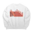 Amiの狐の手毬唄 太鼓橋と狛狐 Big Crew Neck Sweatshirt