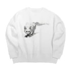 sperz shopの威嚇白猫 Big Crew Neck Sweatshirt