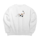 ざわ屋の紙コップから頭が抜けず後ずさりする猫 Big Crew Neck Sweatshirt