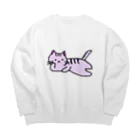 おもち屋さんのごろごろねこ（紫） Big Crew Neck Sweatshirt