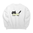 おもち屋さんの白黒ねこのうめ吉 Big Crew Neck Sweatshirt