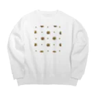 カラフルマルシェのアンティーク風ブローチ柄 Big Crew Neck Sweatshirt