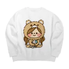 アグリム@かわ主婦スタンプ制作中のかわいい主婦の1日もこもこクマ柄 Big Crew Neck Sweatshirt