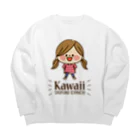 アグリム@かわ主婦スタンプ制作中のかわいい主婦の1日 ドーン柄（レッド） Big Crew Neck Sweatshirt